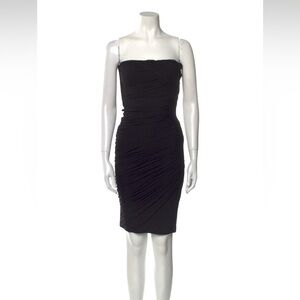 Hervé Léger Black Strapless Ruched Dress Size Small